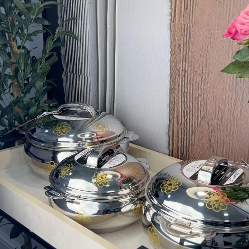 طقم حافظات استيل وذهبي 3 قطع 1000+1500+2500