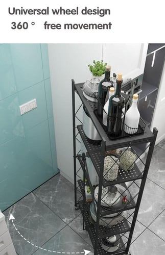 رف تخزين حديد قابلة للطي 5 أدوار أسود / أبيض
