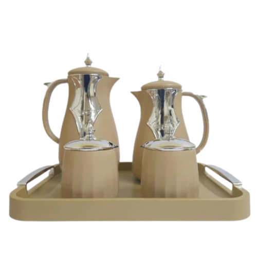 طقم ضيافة 5 قطع ترمسين وسكربة وتمرية وصحن تقديم