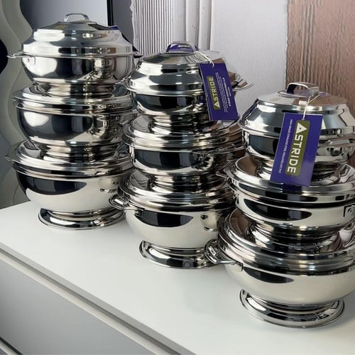 طقم حافظات استيل وذهبي 3 قطع كبير2500+3500+5000