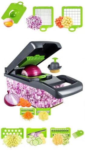 قطاعة الطعام والخضروات اليدوية 12 في 1، لقطع جمعي...