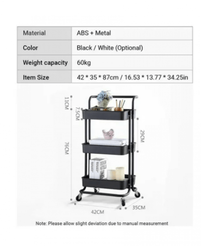 عربية تقديم معدنية متحركة اسود وابيض
