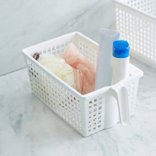 سلال تخزين بلاستيكية صغيرة مع مقابض من 6 حبات