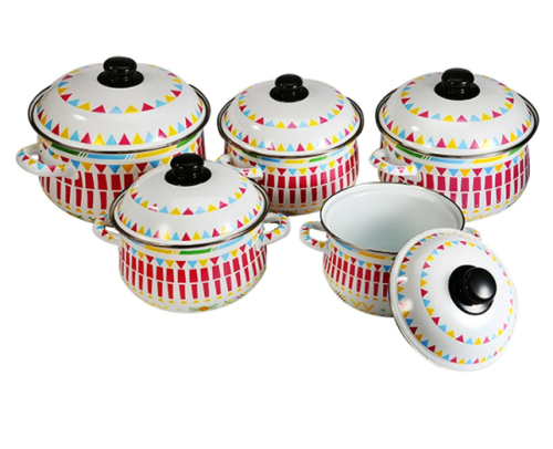 طقم قدور شينكو 5 قطع كبيرة بنقشة تراثية