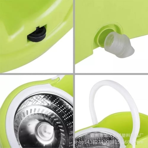 ممسحة دوارة 360درجة مع دلو استيل اخضر / ازرق