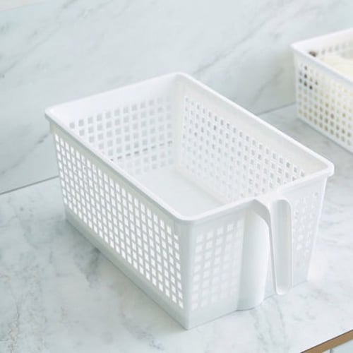 سلال تخزين بلاستيكية صغيرة مع مقابض من 6 حبات