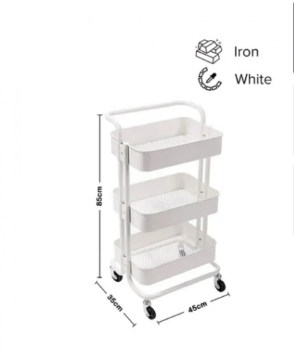 مُنظم بتصميم عربة دوارة ابيض مصنوع من المعدن مكون...