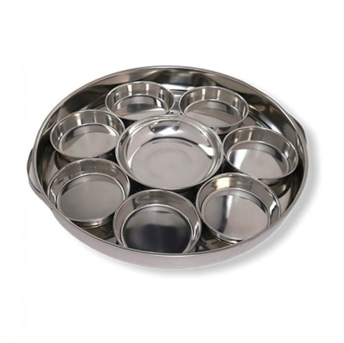 صحن فطور استيل 9 قطع بغطاء