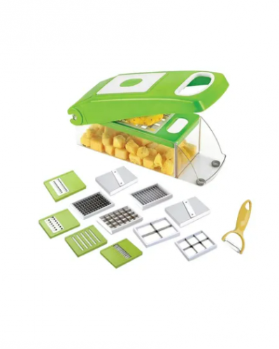 قطاعة خضروات بتصميم 12 في 1 أبيض/أخضر