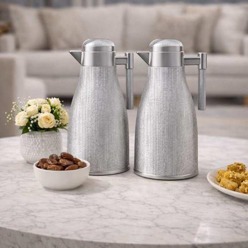 طقم ترامس غزال شاي وقهوة فضي