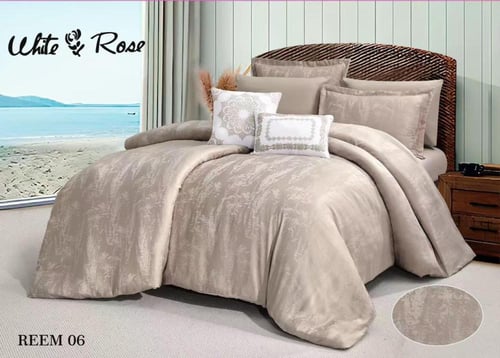 لحاف كينج توليب جاكار بني فاتح 8 قطع