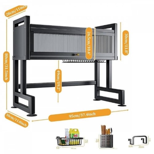 رف تجفيف الصحون فوق الحوض اسود