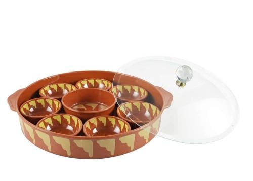 صحن إفطار شرقي صغير مع غطاء العدد9 قطع