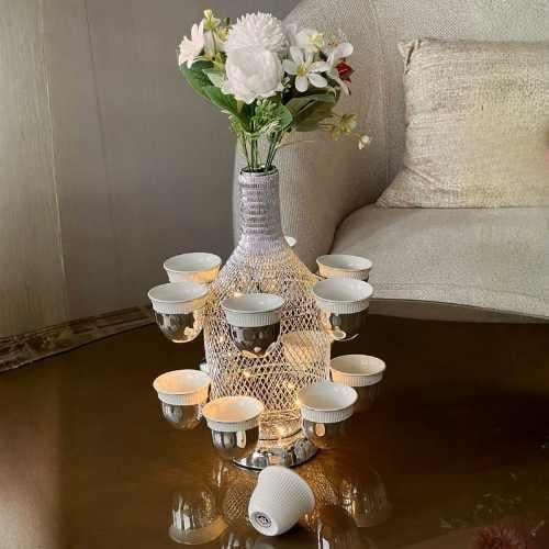 شيالة فناجين ومزهرية فاخرة 12 فنجان