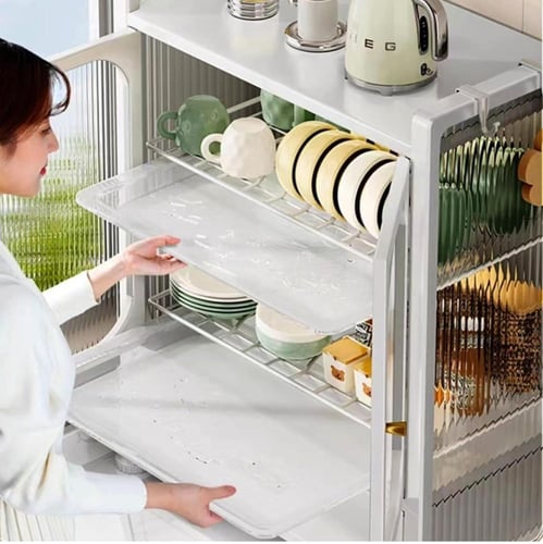 خزانة مع درج لتنظيم أدوات المطبخ معدني اسود وابيض