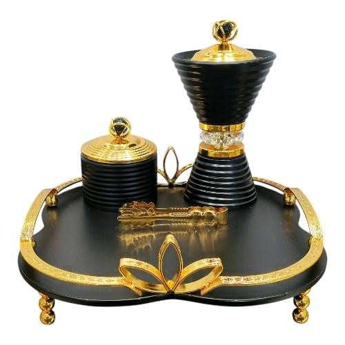طقم مبخرة ضيافة انيقة اسود مذهب