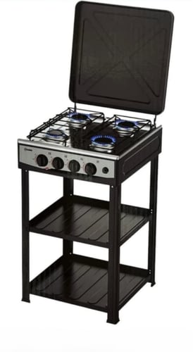 موقد غاز مع ستاند طاولة ماركة كراون اسود