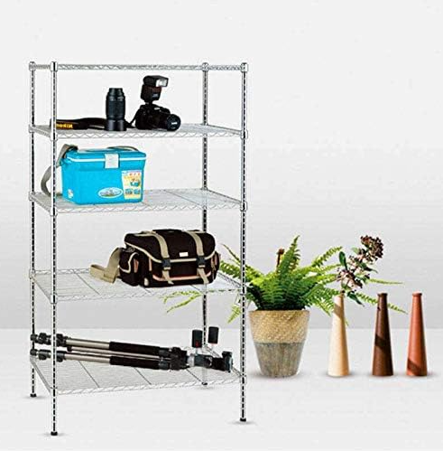 رف تخزين معدني سلكي مطلي بالكروم بـ5 مستويات قابل...