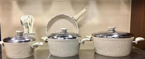 طقم قدور جرانيت 14 قطعة سماكة 3 ملي