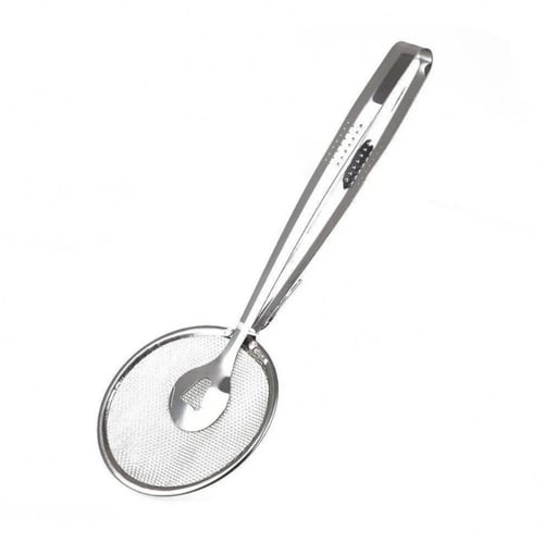 ملعقة مصفاة مقليات متعددة الوظائف ستانلس ستيل فضي