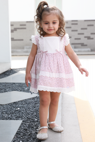 فستان بيبي وردي منقط 1334