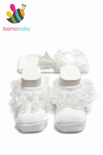 شراب مواليد مع ربطة رأس – Royal Lace (أوف وايت