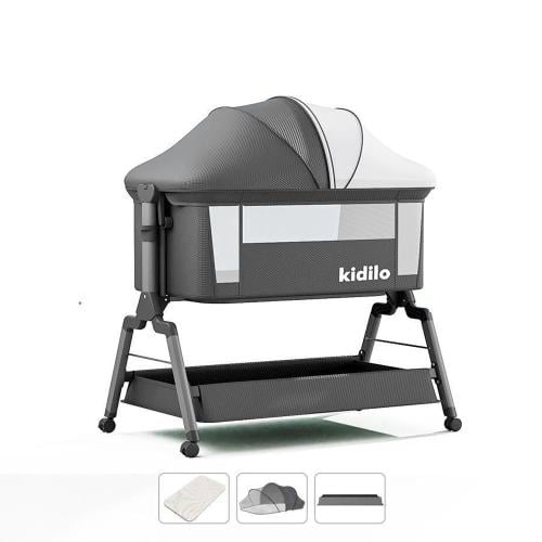 سرير أطفال متنقل 3 في 1 - قابل للطي مع ارتفاع قابل...