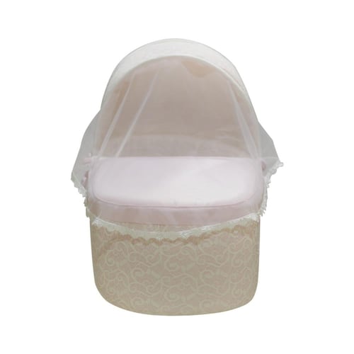 سلة موسى للمواليد مزودة بدانتيل - لون وردي