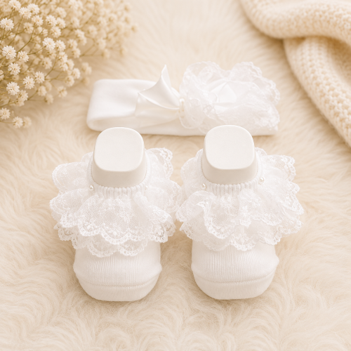 شراب مواليد مع ربطة رأس – Royal Lace (أوف وايت