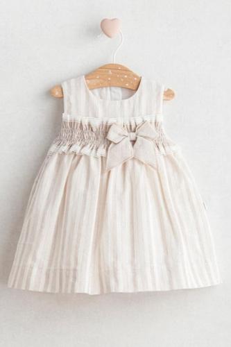 فستان بناتي بفيونكة مقلم