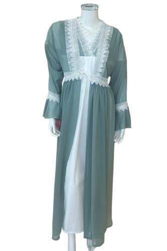 روب شيفون نسائي مطرز بدانتيل