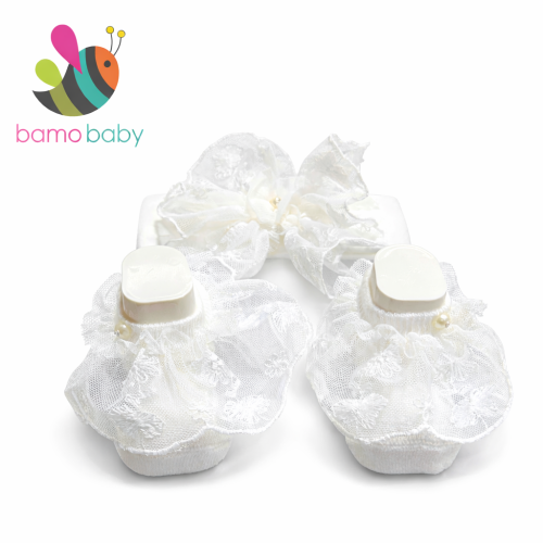 شراب مواليد مع ربطة رأس – Royal Lace -أوف وايت