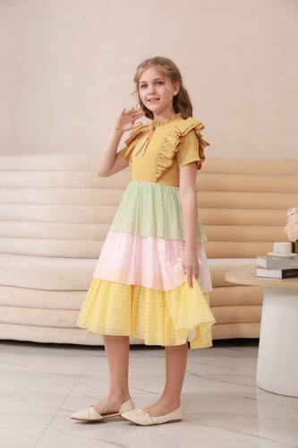 فستان اصفر بناتي