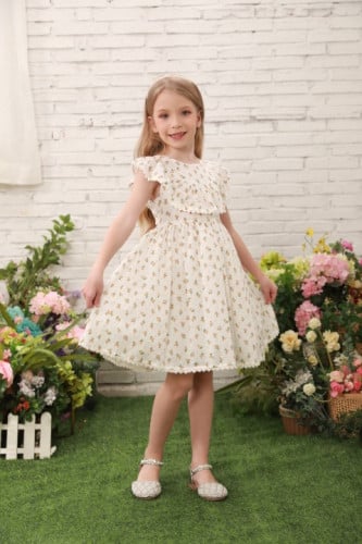 فستان بناتي خفيف بطبعة ورد BM1442