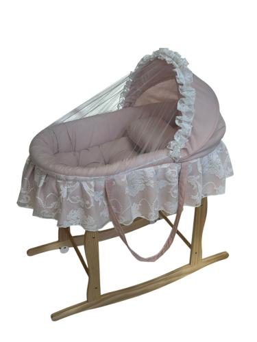 سلة موسى مع القاعدة مزودة بدانتيل أبيض