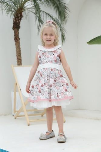 فستان بناتي ازرق مشجر 1324