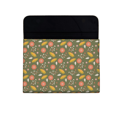 Laptop Sleeve - Green flowers
