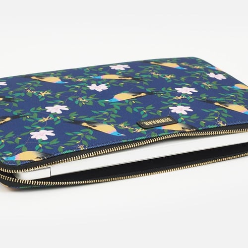 حقيبة لابتوب أزرق - نمط عصفور