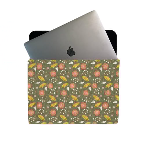 Laptop Sleeve - Green flowers