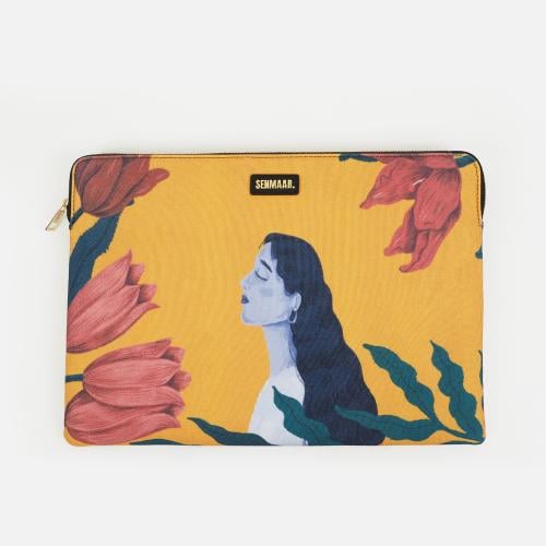 حقيبة لابتوب أصفر- نمط فتاة