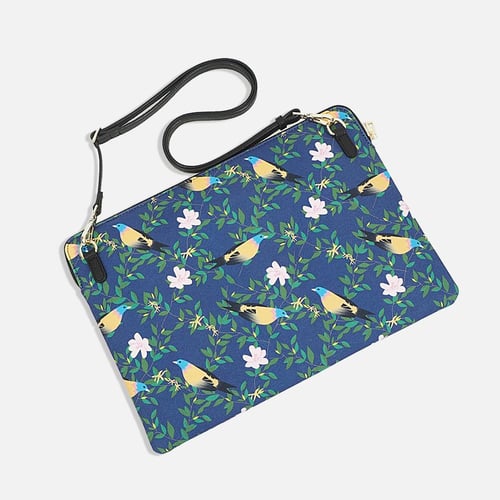 حقيبة لابتوب أزرق - نمط عصفور