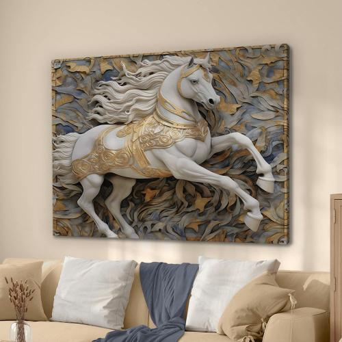 لوحة خيل بطابع رسمي على قماش كانفاس