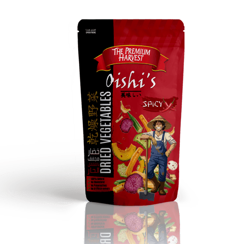 Dried vegetable chips with chili pepper