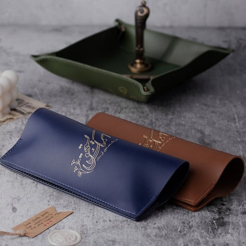 ختم شمعي ملكي بمحفظة جلدية ( لون كحلي )