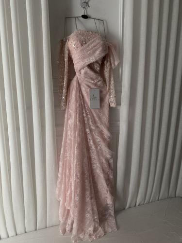 فستان زهري دانتيل سهره راقي