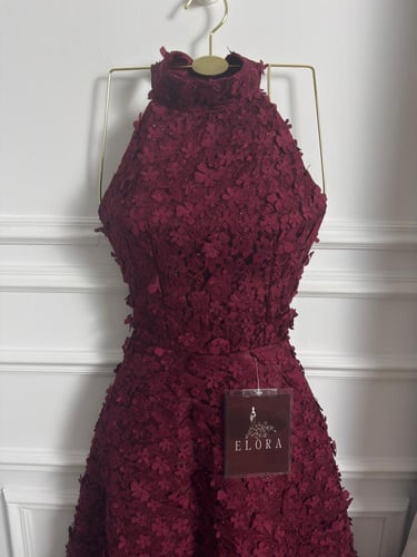 فستان سهره مورد عنابي غامق