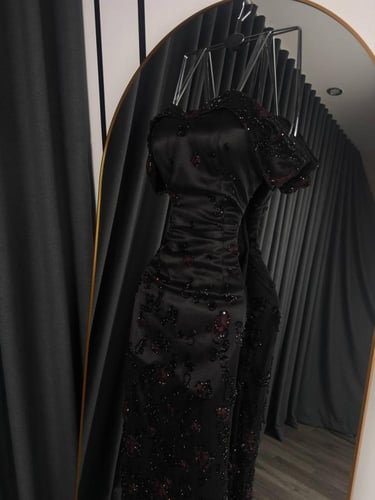 فستان اسود سهره تطريز على دانتيل