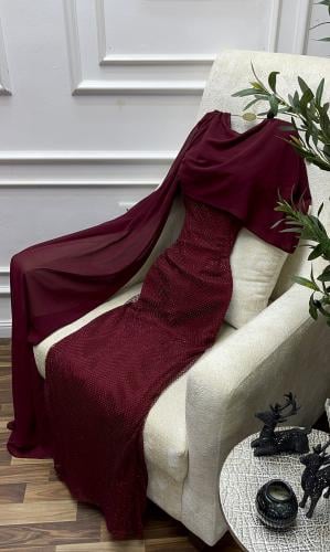 فستان سهره عودي معا شال ماسك