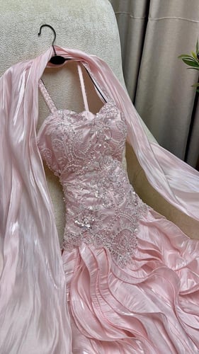 فستان سهره زهري معا تطريز يدوي