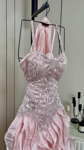 فستان سهره زهري معا تطريز يدوي